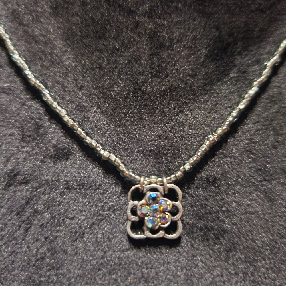 Silver and blue necklace 17 inches